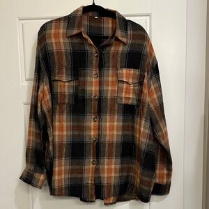 Plaid Black and Orange Women’s Shirt
